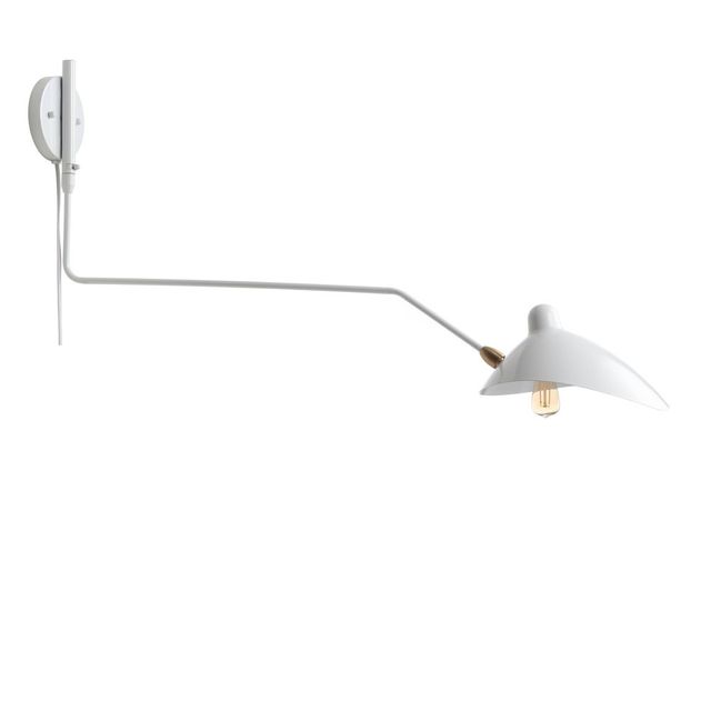 8.5 Iron Frank Retro Swing LED Wall Sconce White - Jonathan Y: Adjustable, Mid-Century, Hardwired, UL Listed