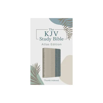 The KJV Study Bible: Atlas Edition, Thumb Indexed [Taupe & Denim Crosshatch] - by Christopher D Hudson (Leather Bound)