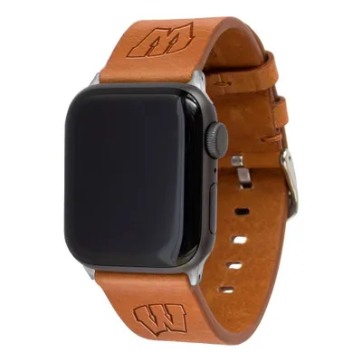 NCAA Wisconsin Badgers Apple Watch Compatible Leather Band 38/40/41mm - Tan