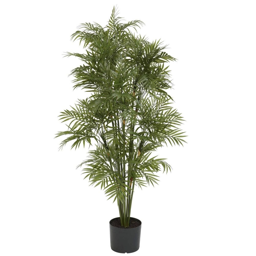 Nearly Natural 48 Artificial Plastic Parlor Palm Tree in Pot Black : Indoor Faux Plant Decor, No Assembly Required