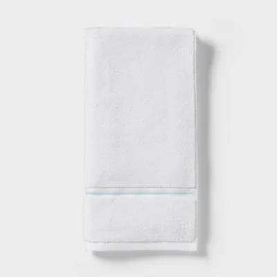 Spa Plush Hand Towel Light Blue Embroidered - Threshold: Cotton Terry, Fade-Resistant, OEKO-TEX Certified