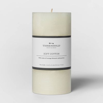 6x3 Pillar Candle Soft Cotton White - Threshold