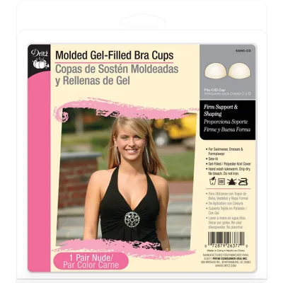 Dritz Molded Gel-Filled Adhesive Strapless Backless Bra Cups C/D Nude