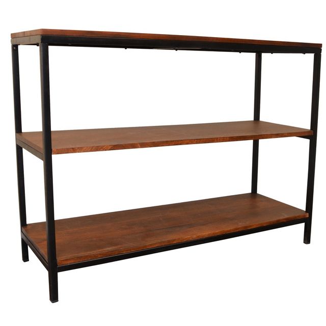 Carolina Living Finley Console/TV Stand - Chestnut/Black and Table: Entryway Shelf, Media Storage