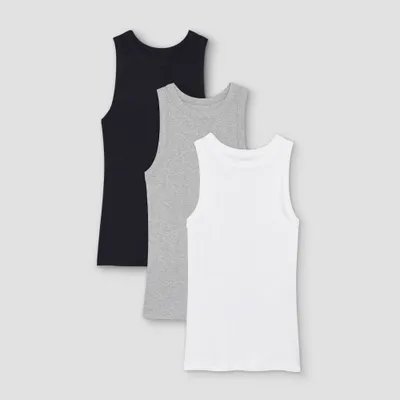 Women Slim Fit Ribbed 3pk Bundle Tank Top