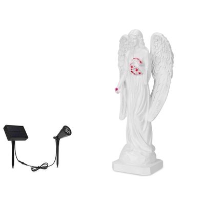 Techko Maid ABS Resin Guardian Angel Statue: Waterproof, Hand Painted, Solar-Powered Spotlight, Patio Decor