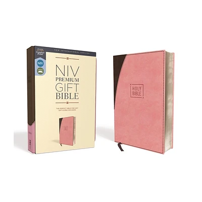 Niv, Premium Gift Bible, Leathersoft, Pink/Brown, Red Letter Edition, Comfort Print - by Zondervan (Leather Bound)