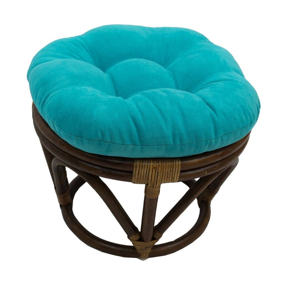 Rattan Ottoman with Micro Suede Cushion - International Caravan: Assembly