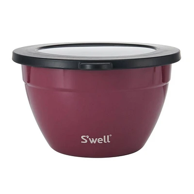 Swell 64oz Salad Bowl Kit Wild Cherry: Stainless Steel Salad Container with Silicone Lid, Dishwasher-Safe, Red