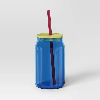 17oz Glass Straw Tumbler