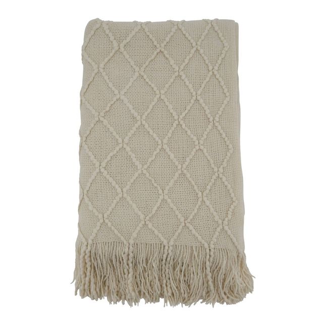 50x60 Solid Knitted Throw Blanket  with Fringed Edges - Saro Lifestyle: Modern, Cozy for Couch & Bed