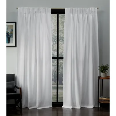 Set of 2 (84x54) Loha Linen Pinch Pleat Window Curtain Panel White - Exclusive Home: Mid-Century Modern, Light Filtering