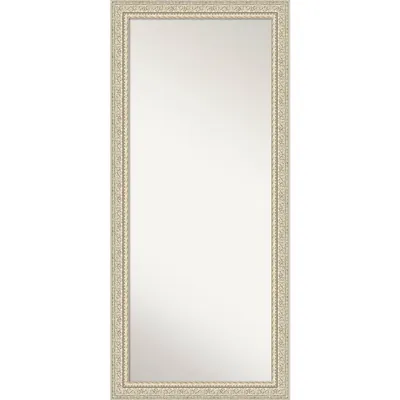 30 x 66 Non-Beveled Fair Baroque Cream Wood Full Length Mirror: Wall Mountable, Leaner - Amanti Art