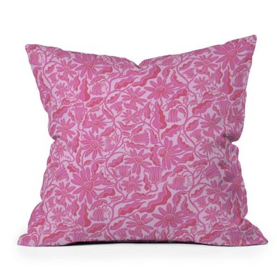 Sewzinski Monochrome Florals Outdoor Throw Pillow Pink