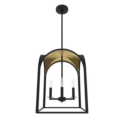 15 4-Light Dukestown Natural Black Iron Pendant Ceiling Light - Hunter Fan: UL Listed, Metal Body, E12