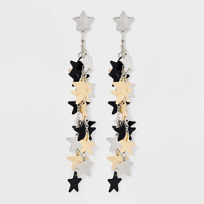 New Years Holiday Multi Star Linear Earrings - Silver/Gold