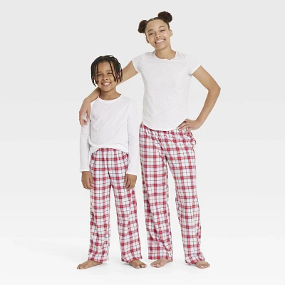 Kids Plaid Microfleece Holiday Matching Family Pajama Pants