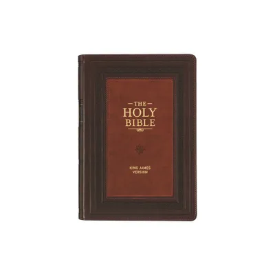 KJV Study Bible, Large Print King James Version Holy Bible, Thumb Tabs, Ribbons, Faux Leather Burgundy/Toffee Debossed - (Leather Bound)