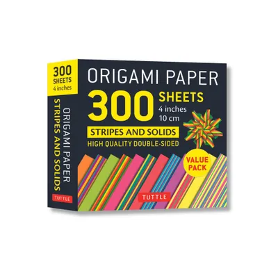 Origami Paper 300 Sheets Stripes and Solids 4 (10 CM) - by Tuttle Studio (Loose-Leaf)