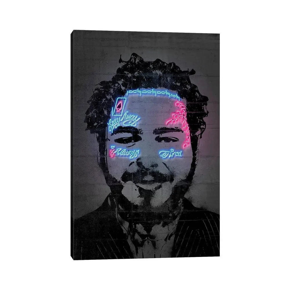 Post Malone by Octavian Mielu Wall Canvas: Gallery Wrap, Gicle - iCanvas