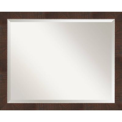 31 x 25 Wildwood Narrow Framed Wall Mirror Brown - Amanti Art: Modern Beveled Glass, Polystyrene Frame, Wall Mount