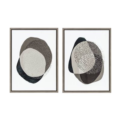 (Set of 2) 18 x 24 Sylvie Boulder I and Boulder II Framed Canvas Set Gray - Kate & Laurel All Things Decor