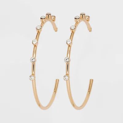 Gold Delicate Hoop With Stones Earrings - A New Day Gold