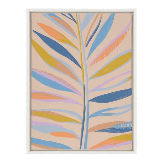 18 x 24 Sylvie Rainbow Palms Framed Canvas By Kasey Free White - DesignOvation