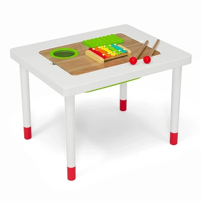 Delta Children Compact Play and Learn Sensory Table for Kids Includes Musical Instruments - White/Natural