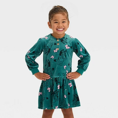 Toddler Girls Bluey Velour Dress