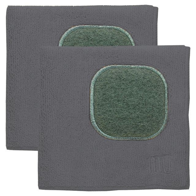 2pk Microfiber Dish Cloths with Scrubber - MU Kitchen: Absorbent, - Kitchen