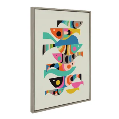 23 x 33 Sylvie Under The Sea Framed Canvas by Rachel Lee: Modern Abstract Wall Art - Kate & Laurel All Things Decor