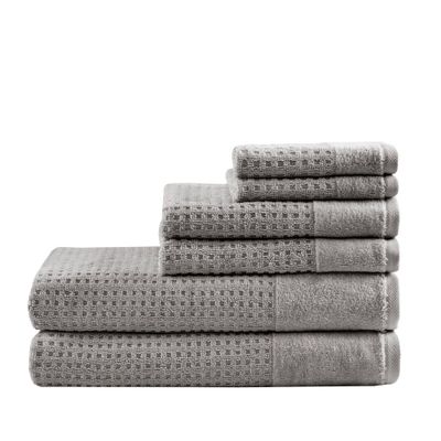 6pc Spa Waffle Jacquard Cotton Bath Towel Set