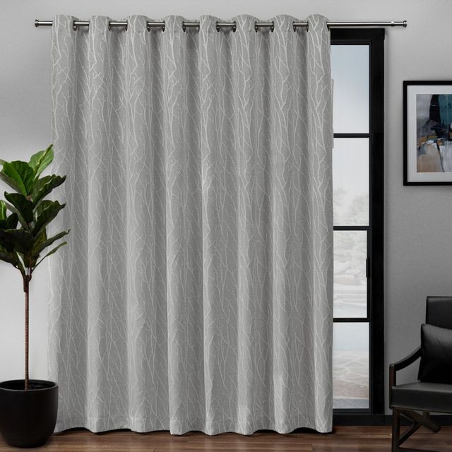 108x84 Forest Hill Patio Woven Blackout Grommet Top Single Curtain Panel Light Gray - Exclusive Home