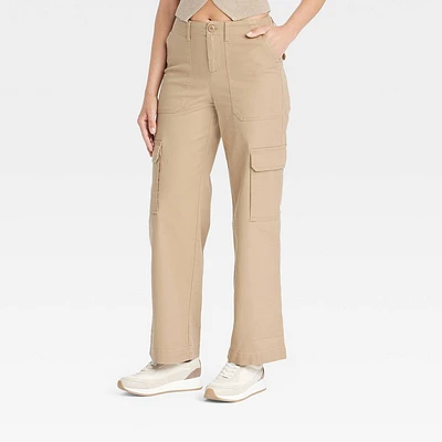 Womens Mid-Rise Straight Leg Utility Cargo Pants