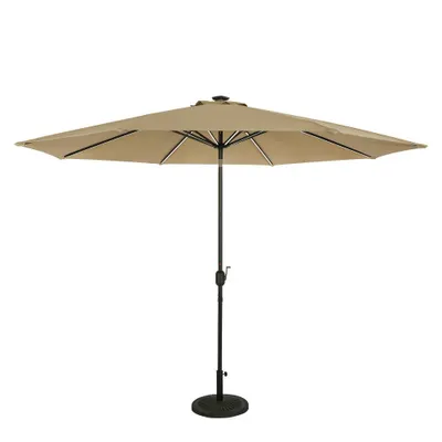 11 x 11 Calypso II Market Patio Umbrella with Solar LED Strip Lights Champagne - Island Umbrella