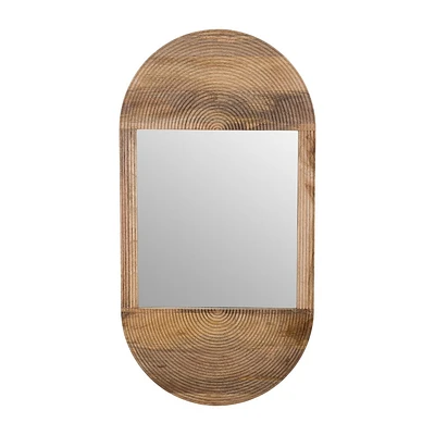 SAGEBROOK HOME 34x18 Wood Oval Mirror Brown: Hand-Painted, Mango Frame, Wall Mount, UL Listed