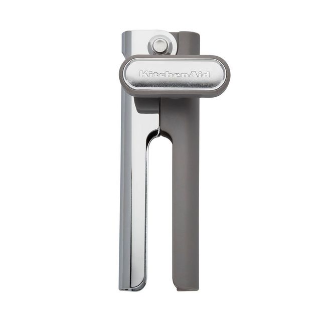 KitchenAid No Mess Can Opener Matte Gray: Manual Stainless Steel, Bottle Opener, Magnet Lid Lift, Hand Wash