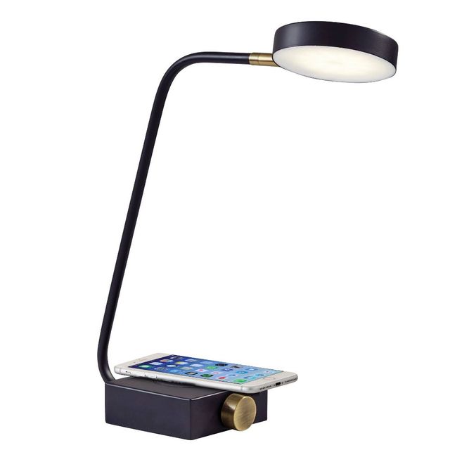 15.5 x 19 Conrad Adessocharge Desk Lamp: Qi Wireless Charging, USB Port - Adesso