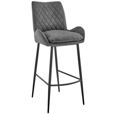 30 Panama Bar Stool with Back, Metal Frame & Upholstered Seat - Armen Living