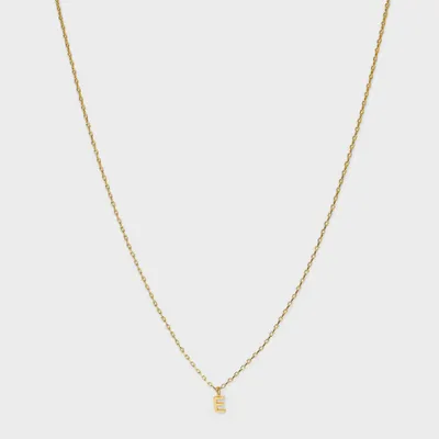 14K Gold Plated Small Polished Initial E Pendant Necklace - A New Day Gold