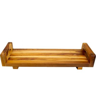 29x5 Eleganto Teak Wood Bathtub Storage Caddy Natural - EcoDecors: Multifunctional Shower Organizer, Water-Resistant Design