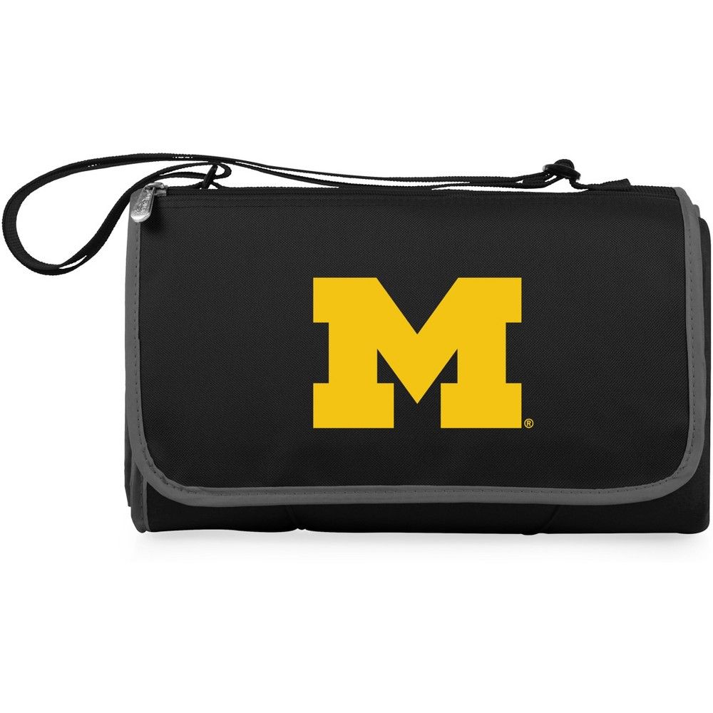 NCAA Michigan Wolverines Blanket Tote Outdoor Picnic Blanket - Black