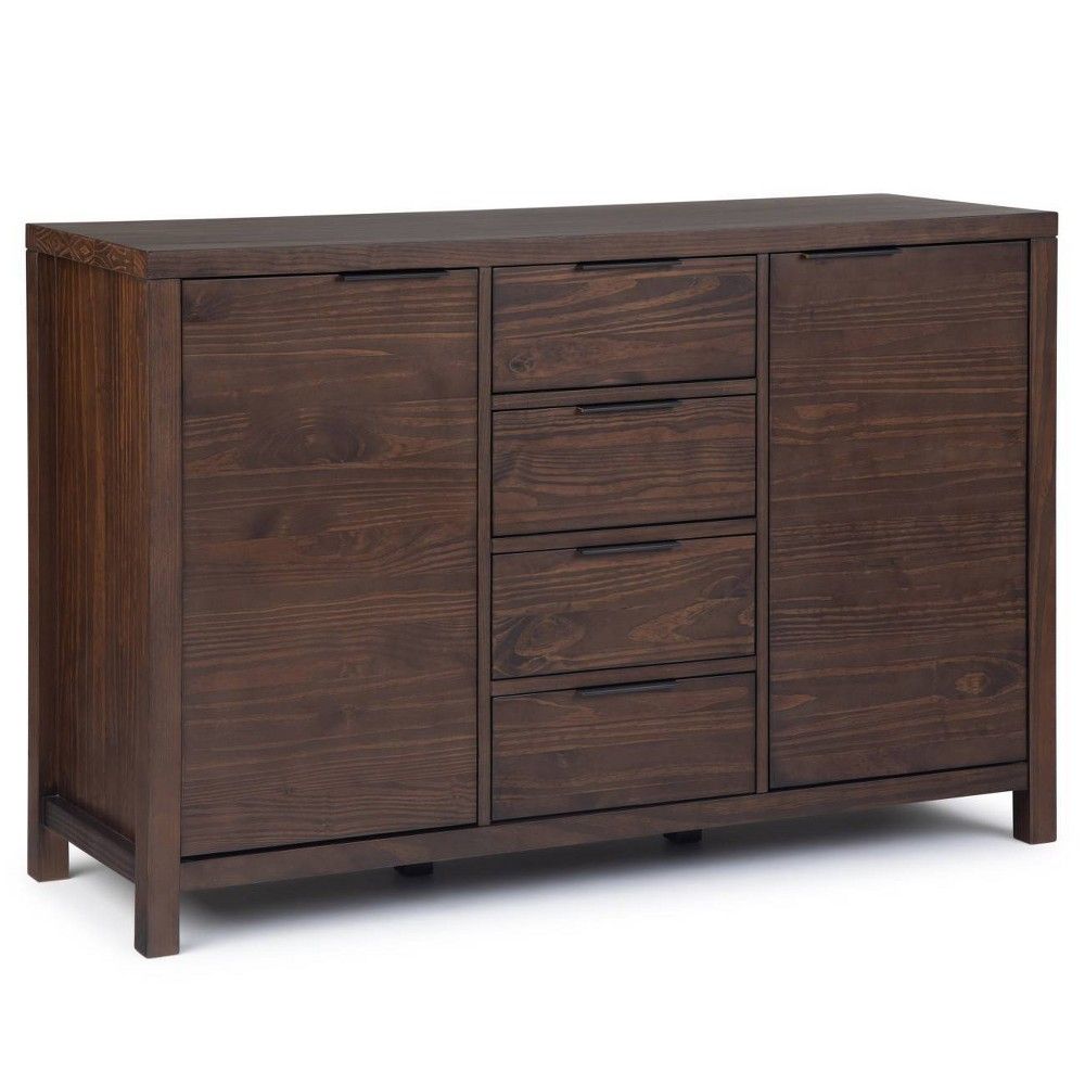 54 Fabian Sideboard Buffet Warm Walnut Brown - WyndenHall: Modern Credenza with Adjustable Shelves, Hardwood Frame