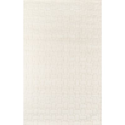 Ivory Basketweave 100% Wool Area Rug 5x8 - Momeni