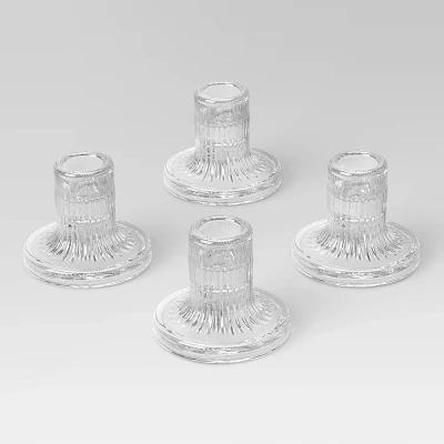 4pk Glass Taper Candle Holder Clear - Room Essentials