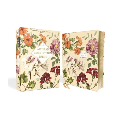 Nasb, Artisan Collection Bible, Leathersoft, Almond Floral, Red Letter Edition, 1995 Text, Comfort Print - by Zondervan (Leather Bound)