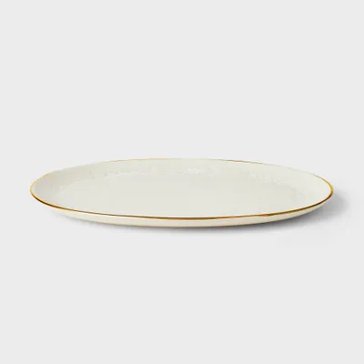 Stoneware Serving Platter Snowfall White - Threshold designed with Studio McGee