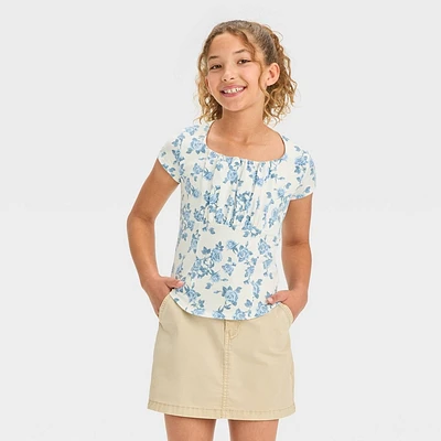Girl Short Sleeve Ruched But Top