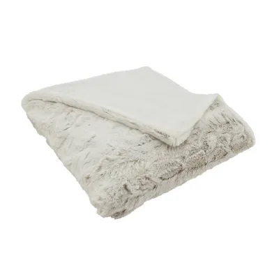 50x60 Soft Serenity Faux Fur Throw Blanket Natural - Saro Lifestyle